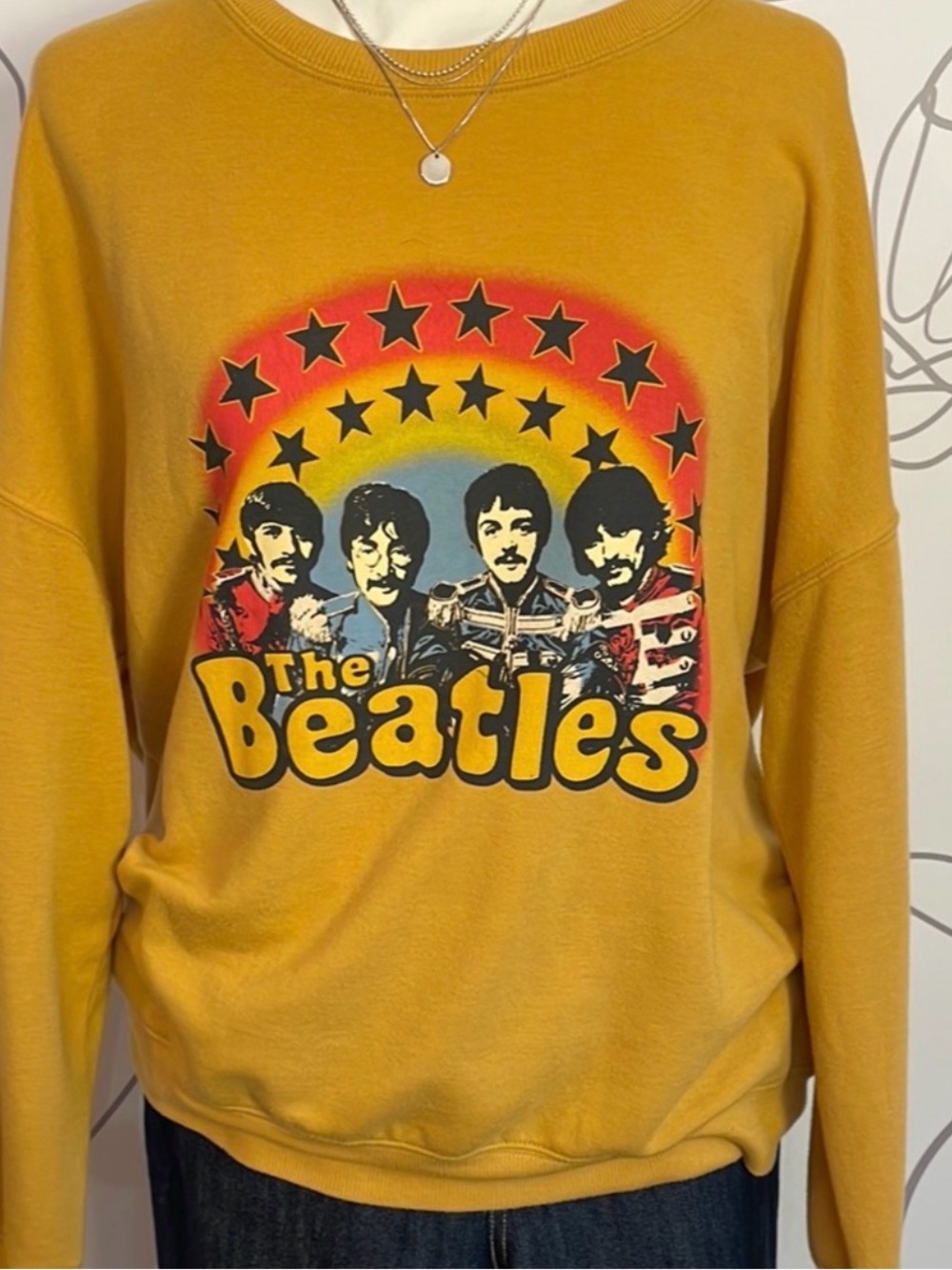 The Beatles Graphic Sweatshirt - Honey Yellow size XL